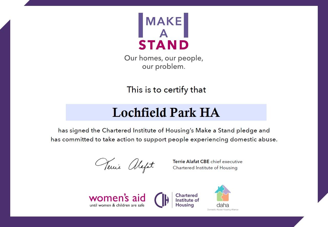 Make a Stand Certificate- Lochfield Park